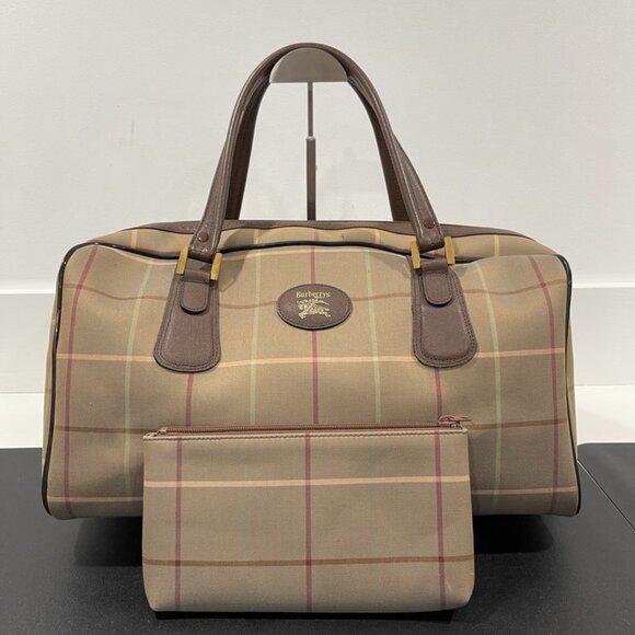 Burberry Plaid Coated Canvas Travel Bag (53144) - Picture 1 of 14